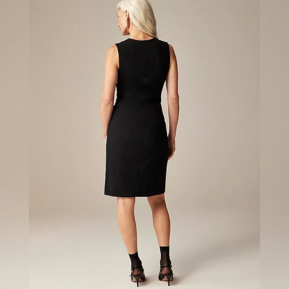 J.Crew Buttoned sheath dress in Italian stretch wool blend black size 4 NWT